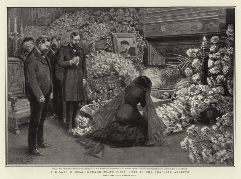 Der verstorbene M. Zola, Madame Zolas erster Besuch in der Chapelle Ardente von Georges Redon