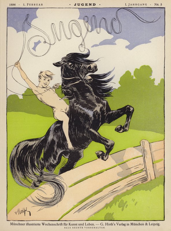 Junge auf einem Pferd von German School