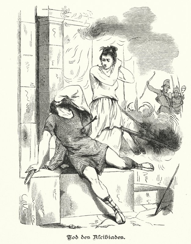 Tod des Alkibiades, 404 v. Chr. (Gravur) von German School