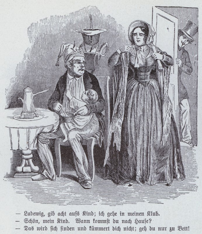 Deutsche Karikatur über den Demokratischen Frauenverein von German School