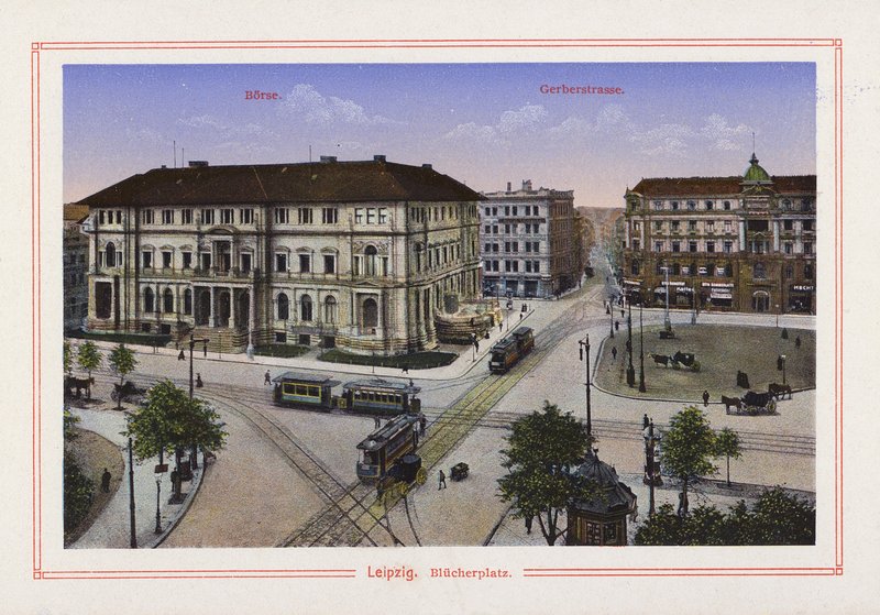 Leipzig, Blücherplatz (Farblithografie) von German School