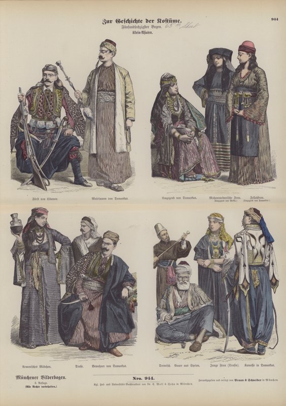 Nahöstliche Kostüme (farbiger Stich) von German School