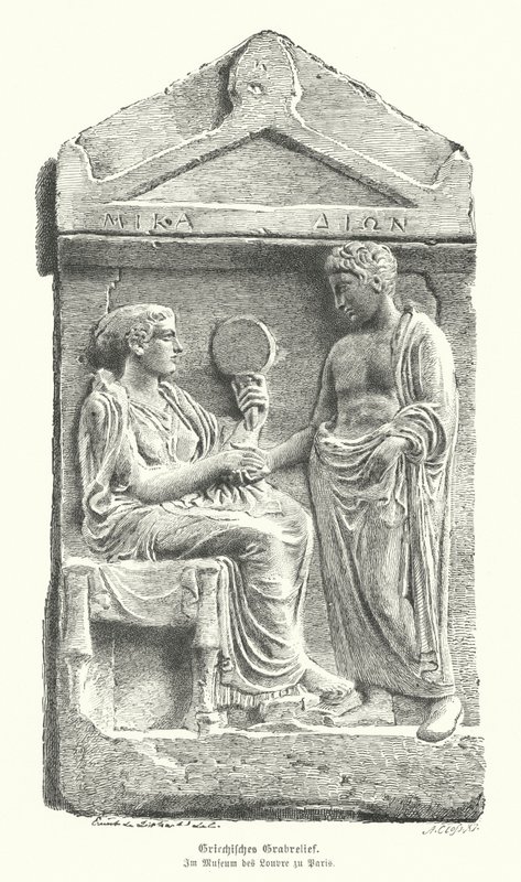 Relief auf einem antiken griechischen Grabstein von German School