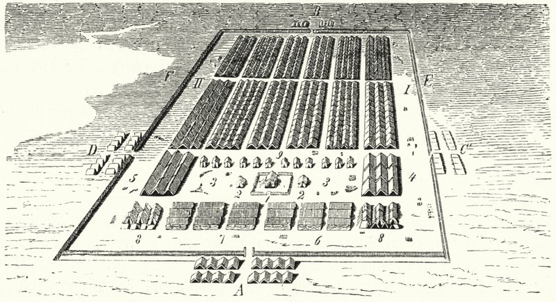 Römisches Armeelager (Gravur) von German School