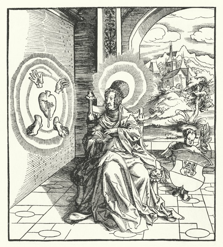 St. Amalberga von Maubeuge (Gravur) von German School