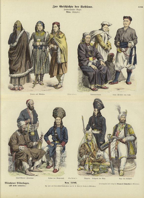 Tibetische und kaschmirische Kostüme, 19. Jahrhundert von German School