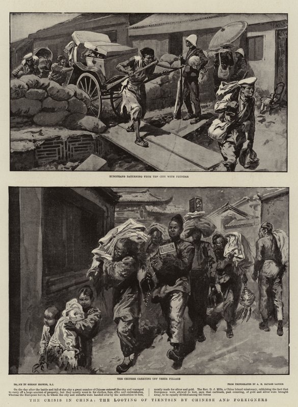 Die Krise in China, die Plünderung von Tientsin durch Chinesen und Ausländer von Gordon Frederick Browne