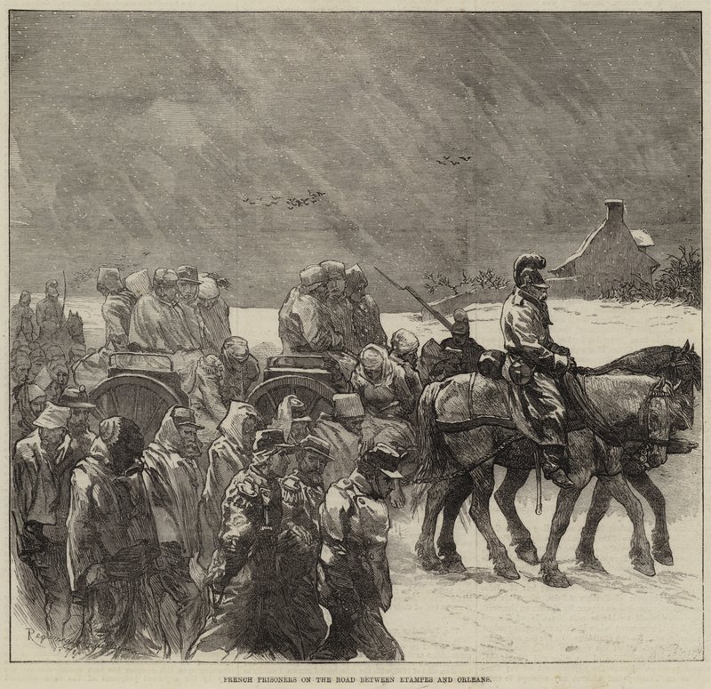 Französische Gefangene auf der Straße zwischen Etampes und Orleans von Guillaume Regamey