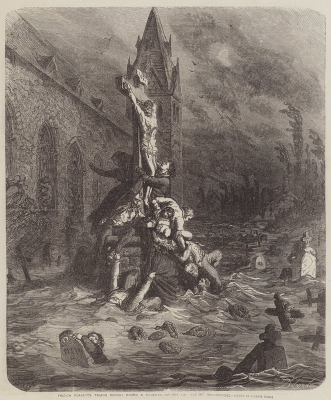 Französische Bauern suchen Zuflucht um ein Kruzifix von Gustave Dore