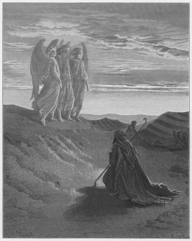 Abraham und die drei Engel von Gustave Dore