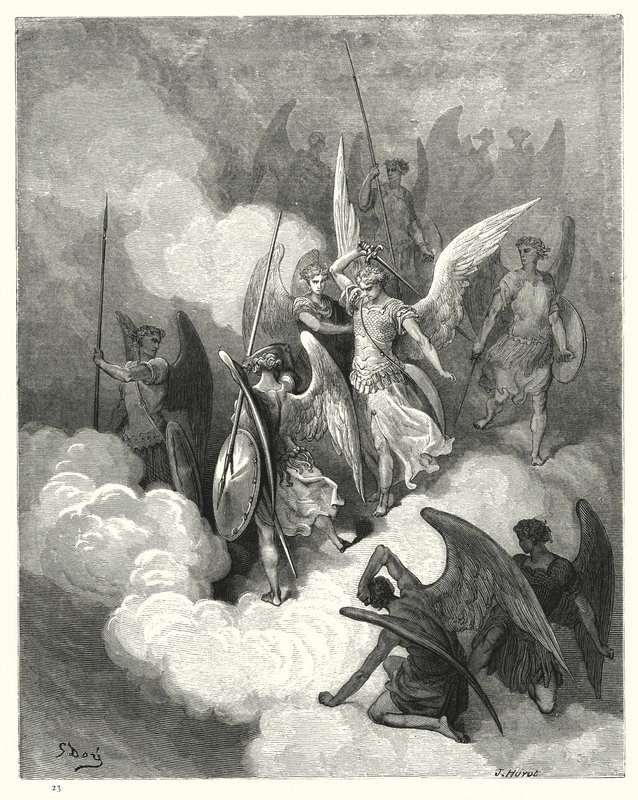 Illustration von Gustave Doré für Miltons Paradise Lost, Buch VI, Zeile 188 von Gustave Dore