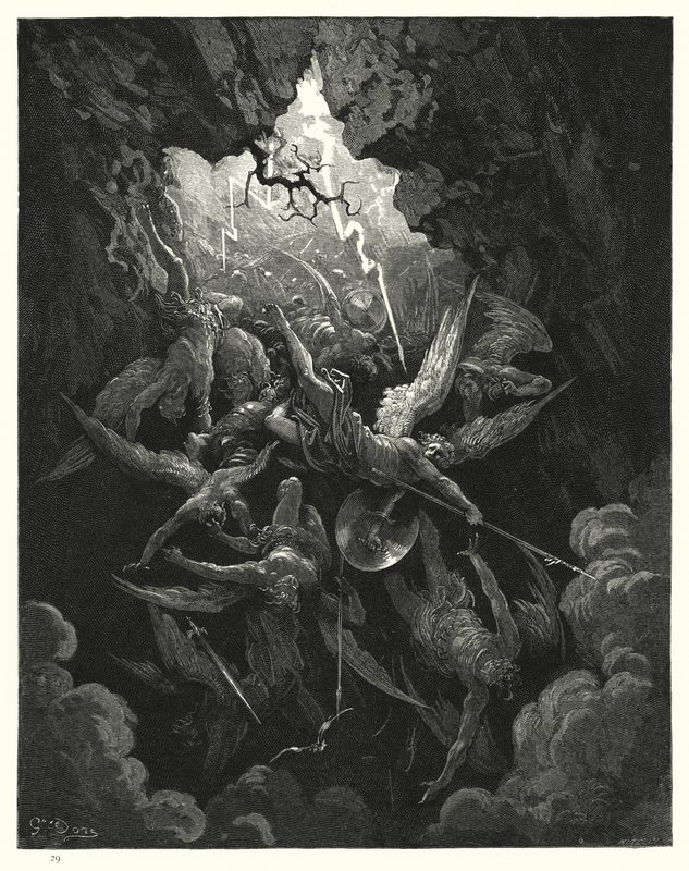 Illustration von Gustave Doré für Miltons Paradise Lost, Buch VI, Zeilen 874, 875 von Gustave Dore