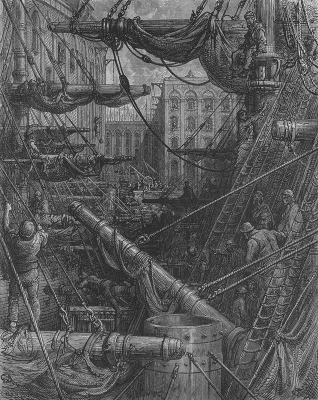 Innenansicht der Docks von Gustave after Dore