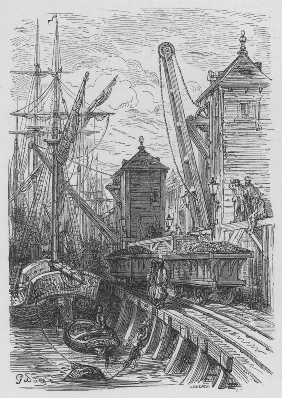 Poplar-Dock von Gustave after Dore