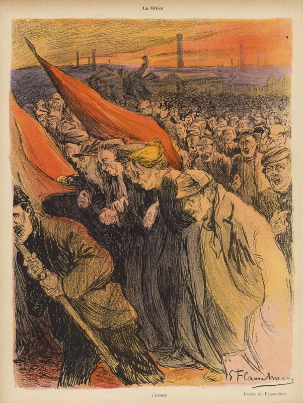 Industriestreik: Der Exodus, ca. 1902 von Gustave Flasschoen