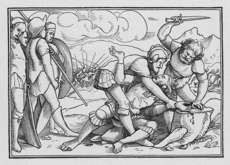 Adoni-Bezek wird für seine Grausamkeit bestraft, Richter I, 6 von Hans after Holbein the Younger