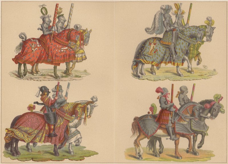 Ritter zu Pferd (Farblitho) von Hans (after) Burgkmair