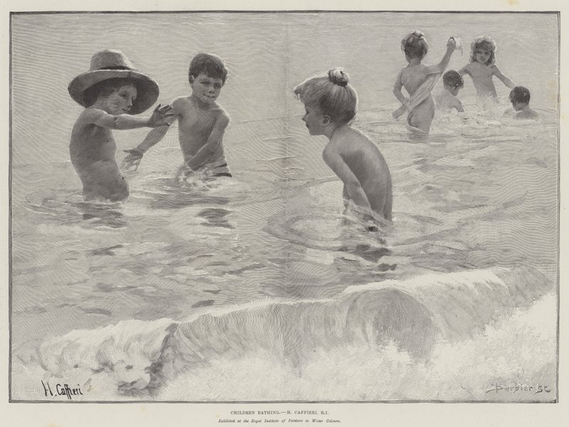 Kinder beim Baden von Hector Caffieri