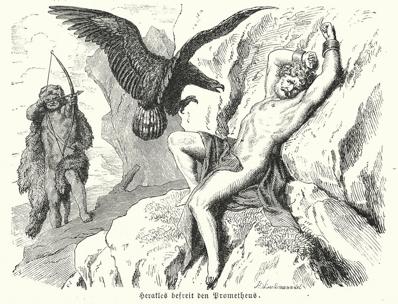 Herakles befreit Prometheus von Heinrich Leutemann