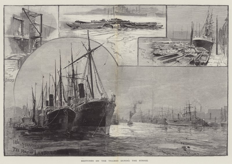 Skizzen auf der Themse während des Streiks von Henry Charles Seppings Wright