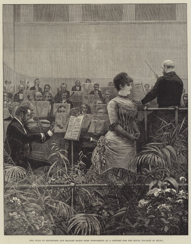 Der Herzog von Edinburgh und Madame Marie Roze bei einem Konzert für das Royal College of Music von Henry Stephen Ludlow