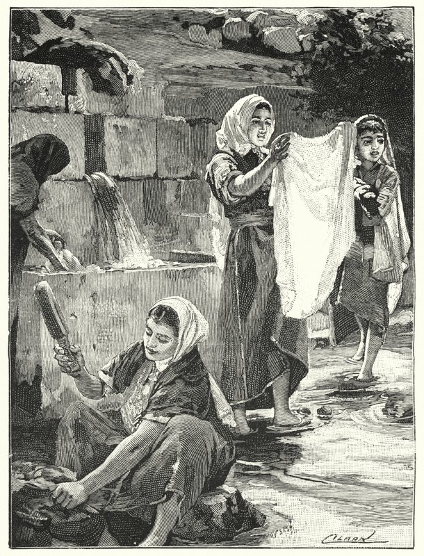 Brunnen in Lifta in Samaria (Lithografie) von Henry Andrew Harper