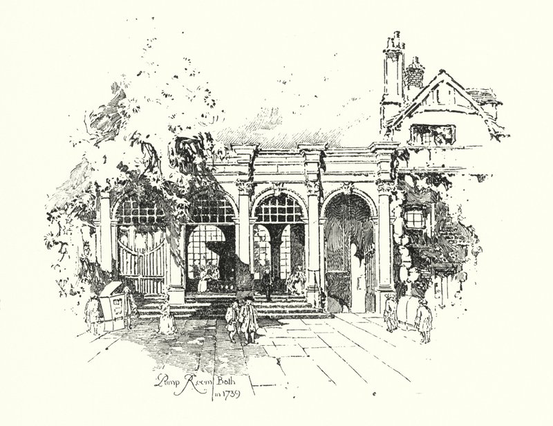 Pump Room, Bath, im Jahr 1739 von Herbert (after) Railton