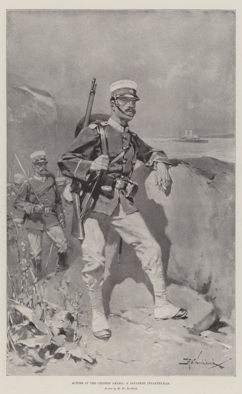 Schauspieler im chinesischen Drama, ein japanischer Infanterist von Hermanus Willem Koekkoek