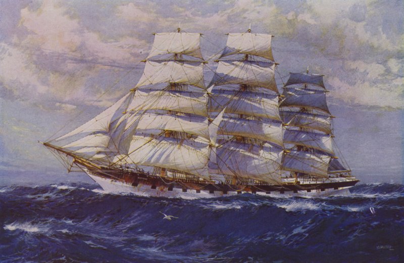 Segelschiff Taranaki (Farblitho) von Jack (after) Spurling