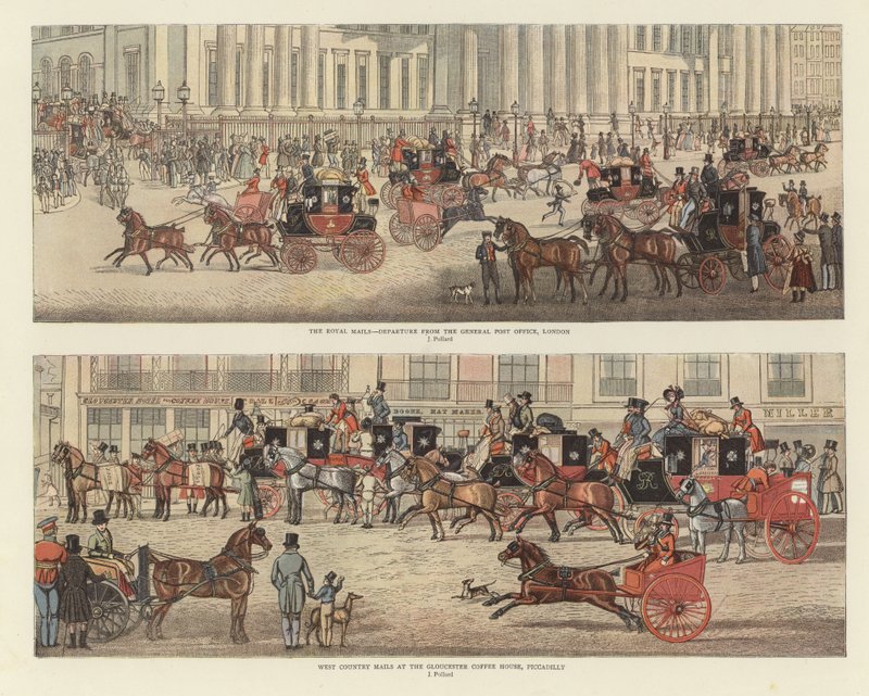 Transport mit Kutsche und Pferden von James Pollard