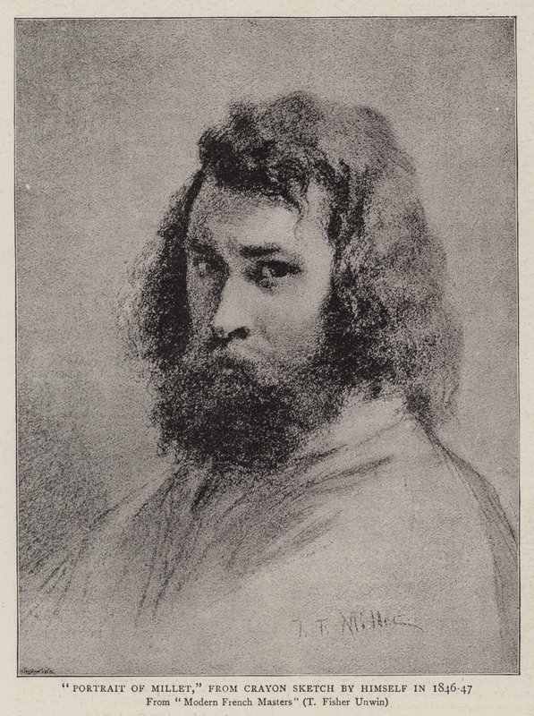Porträt von Millet, aus Kreideskizze von ihm selbst, 1846-47 von Jean Francois I Millet
