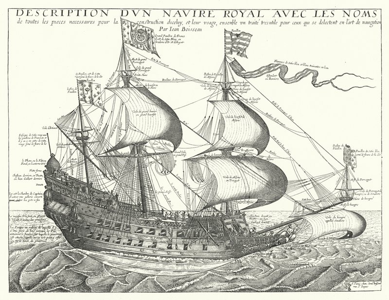 Französisches Kriegsschiff, um 1657 von Jean Boisseau