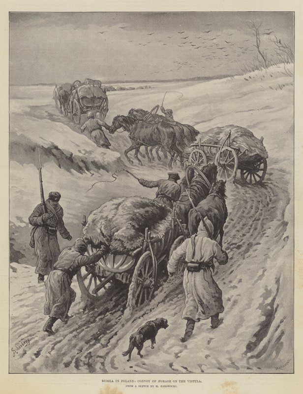 Russland in Polen, Konvoi von Futter auf der Weichsel von Johann Nepomuk Schonberg
