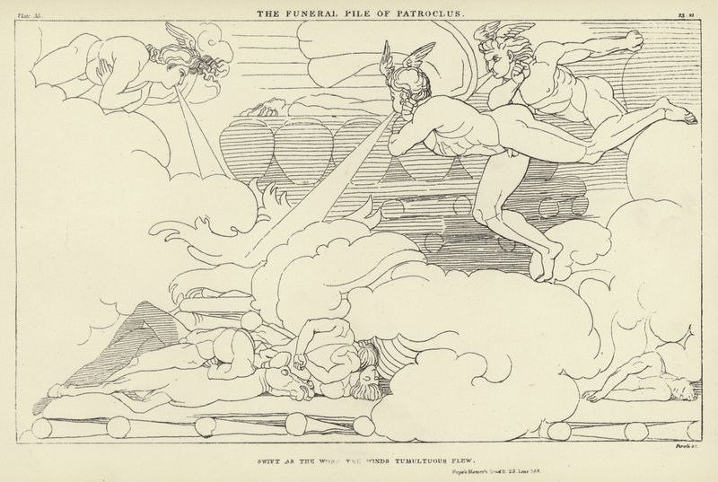 Der Scheiterhaufen des Patroklos von John Flaxman