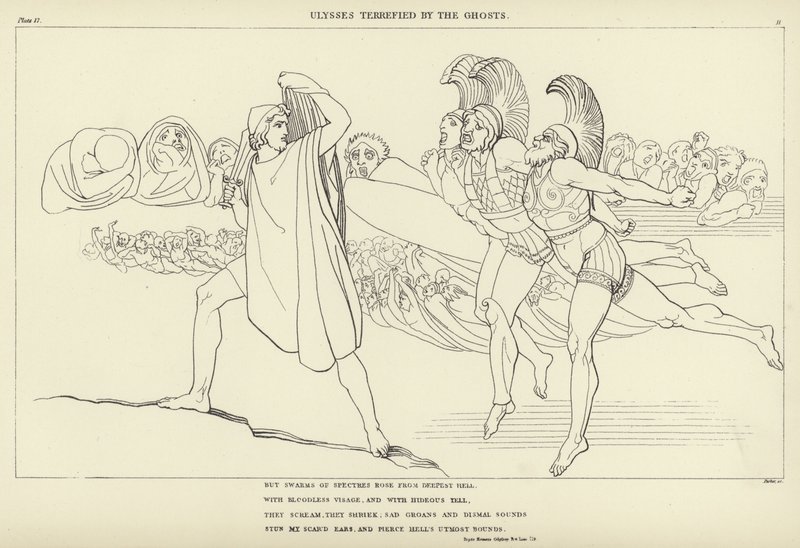 Odysseus erschreckt von den Geistern von John Flaxman