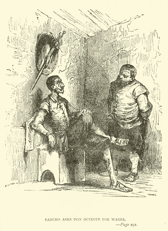 Sancho bittet Don Quixote um Lohn von John Gilbert