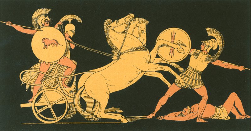 Diomed wirft seinen Speer gegen Ares von John Flaxman