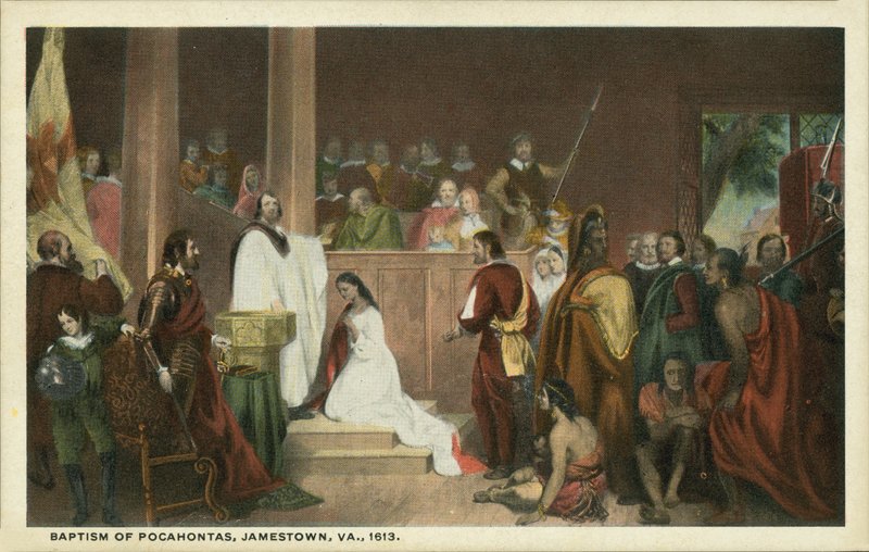 Taufe von Pocahontas, Jamestown, Virginia von John Gadsby (after) Chapman