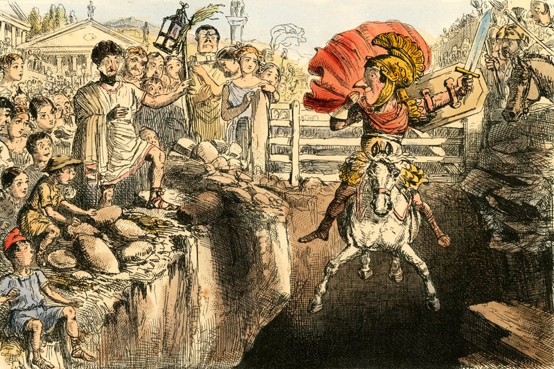Der tapfere Curtius springt in die Schluchten von John Leech