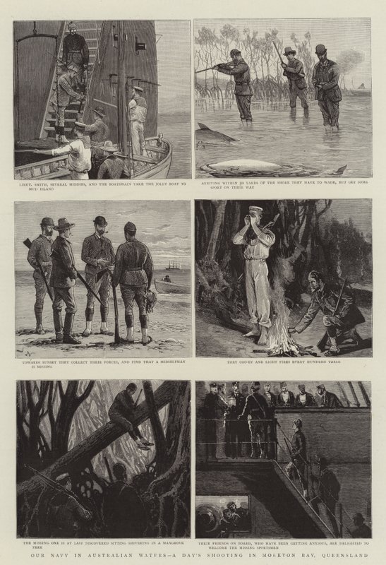 Unsere Marine in australischen Gewässern, ein Tag des Schießens in der Moreton Bay, Queensland von Joseph Nash