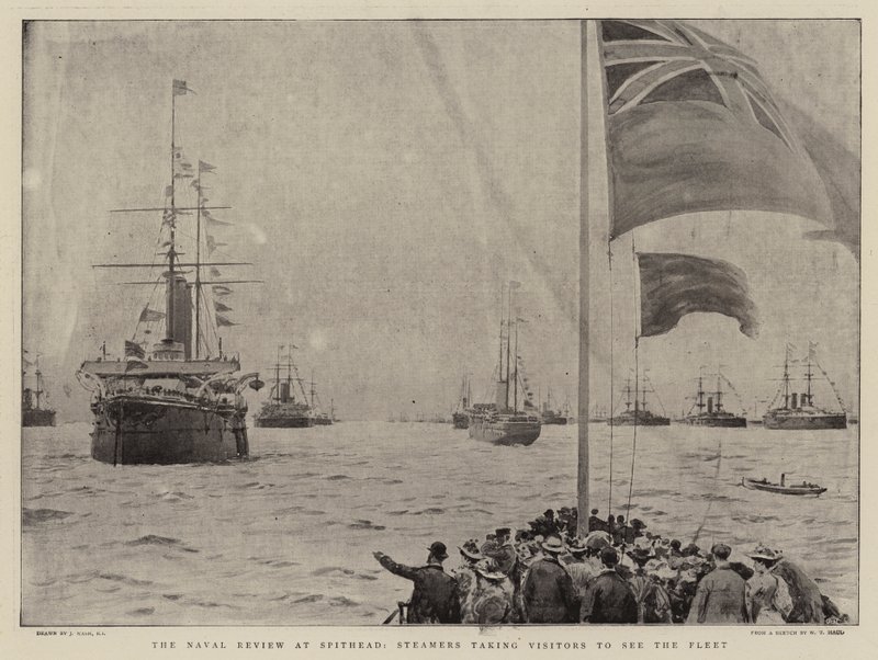 Die Marineparade in Spithead, Dampfer bringen Besucher zur Flotte von Joseph Nash