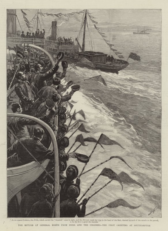 Die Rückkehr von General Booth aus Indien und den Kolonien, der erste Gruß in Southampton von Joseph Nash