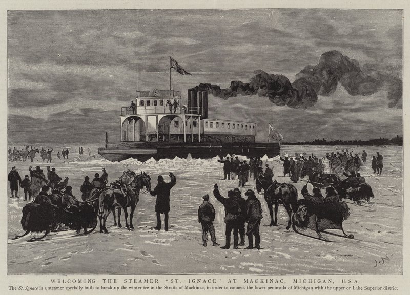 Begrüßung des Dampfers St. Ignace in Mackinac, Michigan, USA von Joseph Nash
