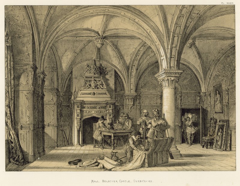 Halle, Bolsover Castle, Derbyshire von Joseph Nash