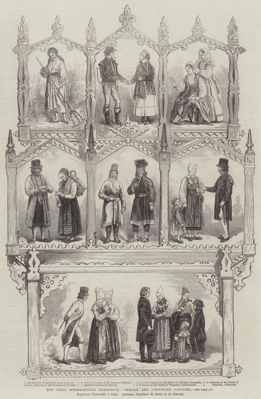 Die Pariser Internationale Ausstellung, schwedische und norwegische Kostüme von Jules Pelcoq