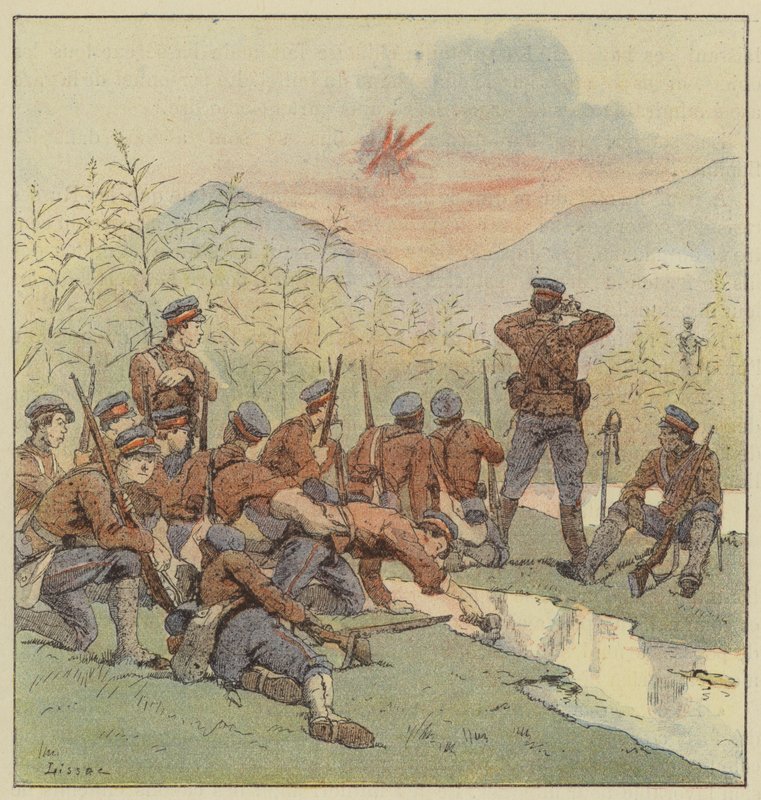 Japanische Infanterie versteckt sich im Gaolian von L. Malespine