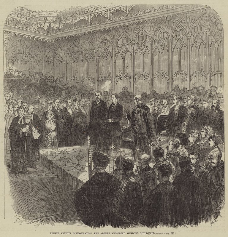 Prinz Arthur weiht das Albert-Gedenkfenster in der Guildhall ein von Lucien Metivet