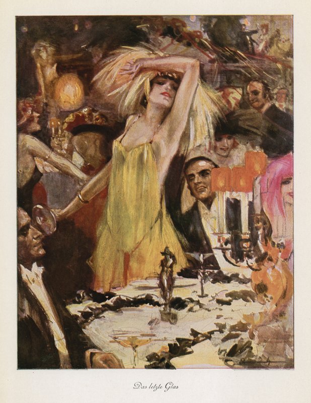 Das letzte Glas (Farblithografie) von Ludwig Lutz Ehrenberger