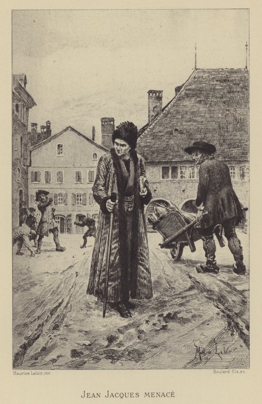 Jean-Jacques Rousseau auf der Straße bedroht von Maurice Leloir