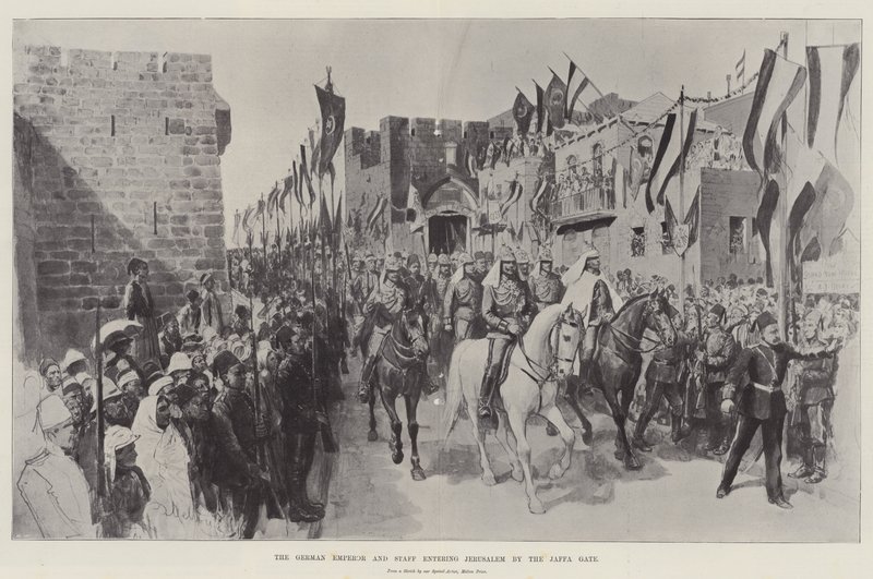 Der deutsche Kaiser und sein Stab betreten Jerusalem durch das Jaffa-Tor von Melton Prior